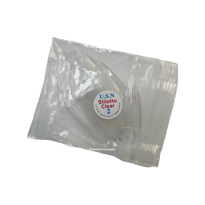 USN Stiletto Clear Nail Tips Refill – 50 Piece Bag