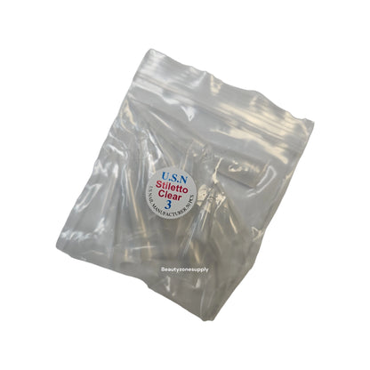 USN Stiletto Clear Nail Tips Refill – 50 Piece Bag