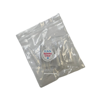 USN Stiletto Clear Nail Tips Refill – 50 Piece Bag