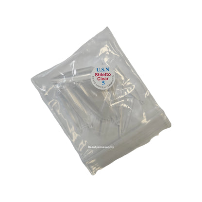 USN Stiletto Clear Nail Tips Refill – 50 Piece Bag