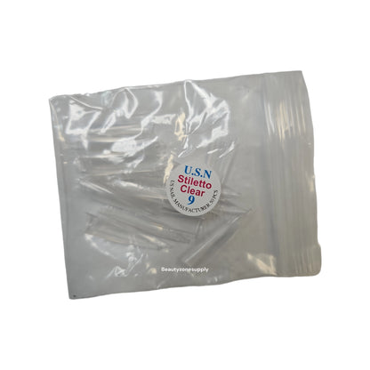 USN Stiletto Clear Nail Tips Refill – 50 Piece Bag