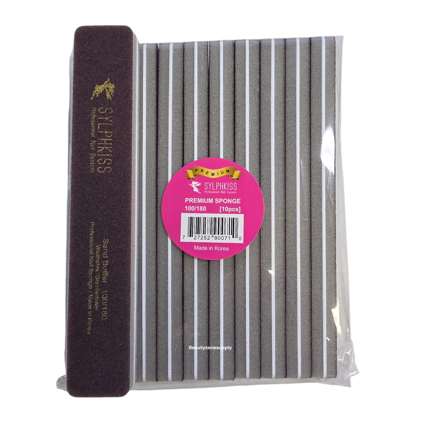 Sylphkiss Premium Gray Sponge Nail File 100/180 Bag 10 pcs