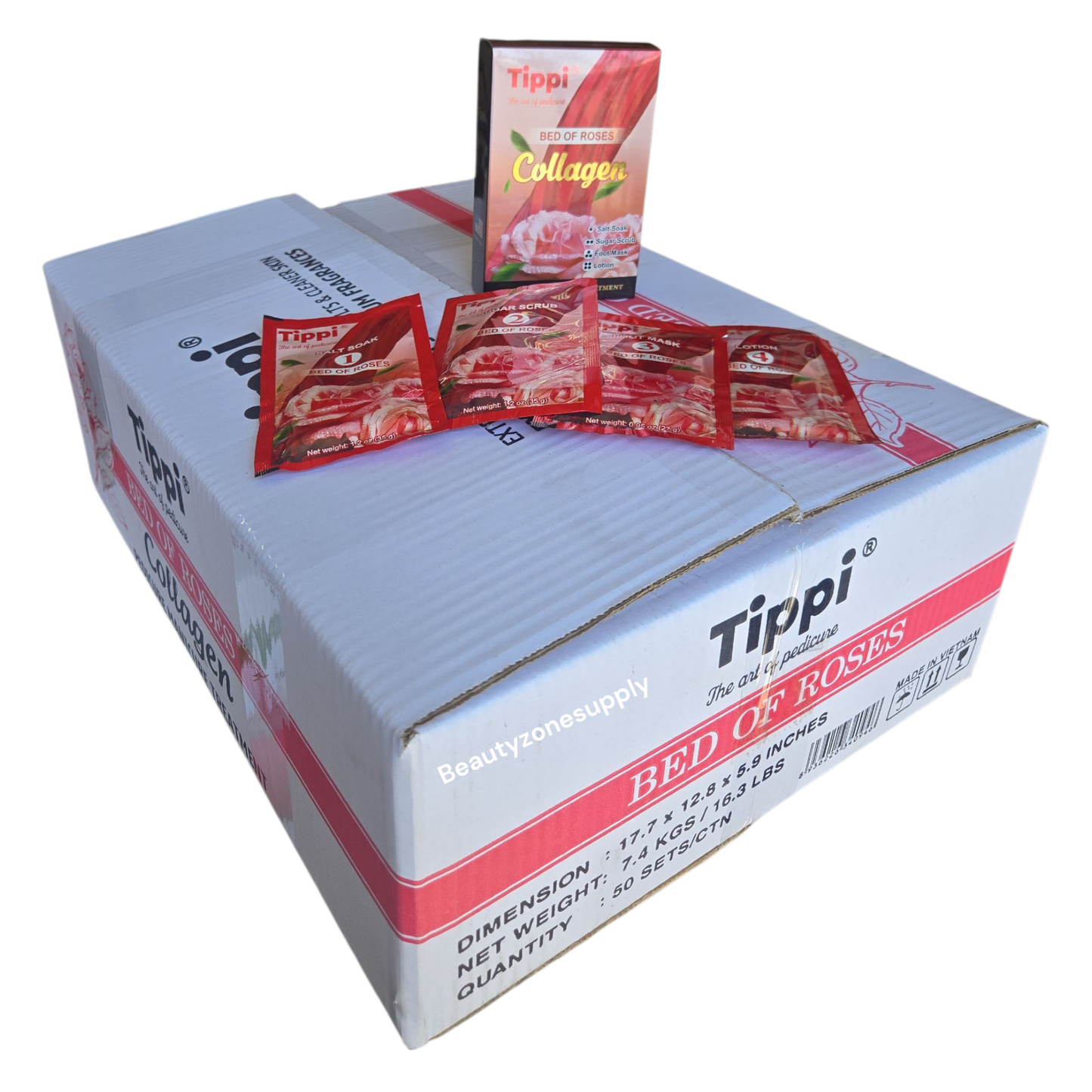 Tippi 4-in-1 Pedi Mani Kit – Bed of Roses Collagen (Case of 50 Boxes)