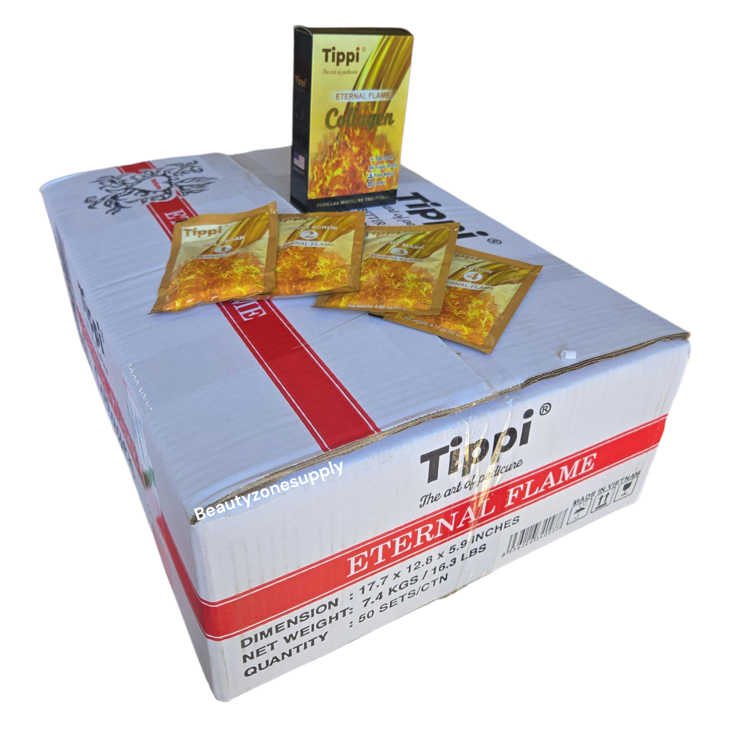 Tippi 4-in-1 Pedi Mani Kit – Eternal Flame Collagen (Case of 50 Boxes)