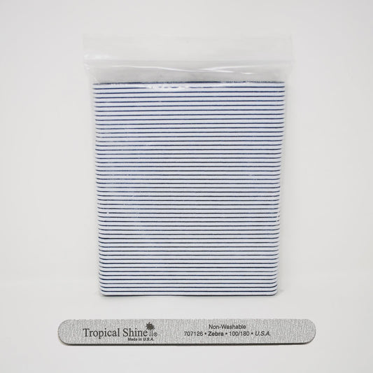Tropical Shine Regular 7.5 in Zebra Nail File 100/100 (50 PC)#17259