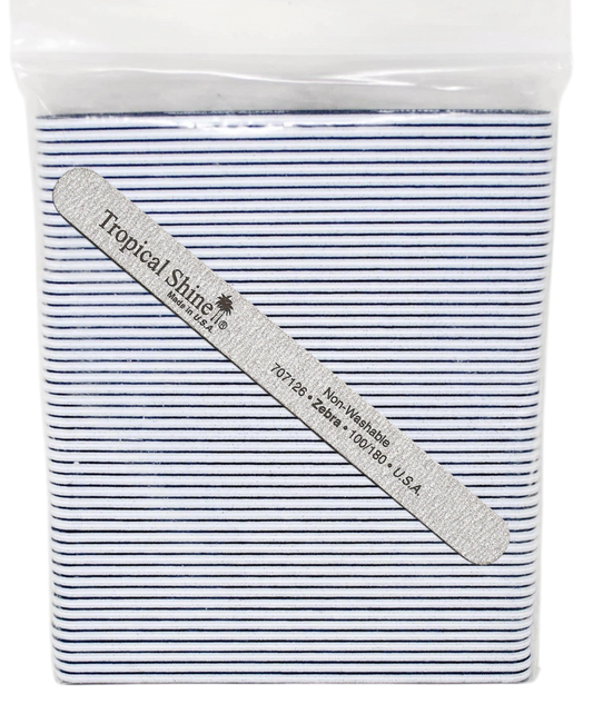Tropical Shine Regular 7.5 in Zebra Nail File 100/180 (50 PC) #17207