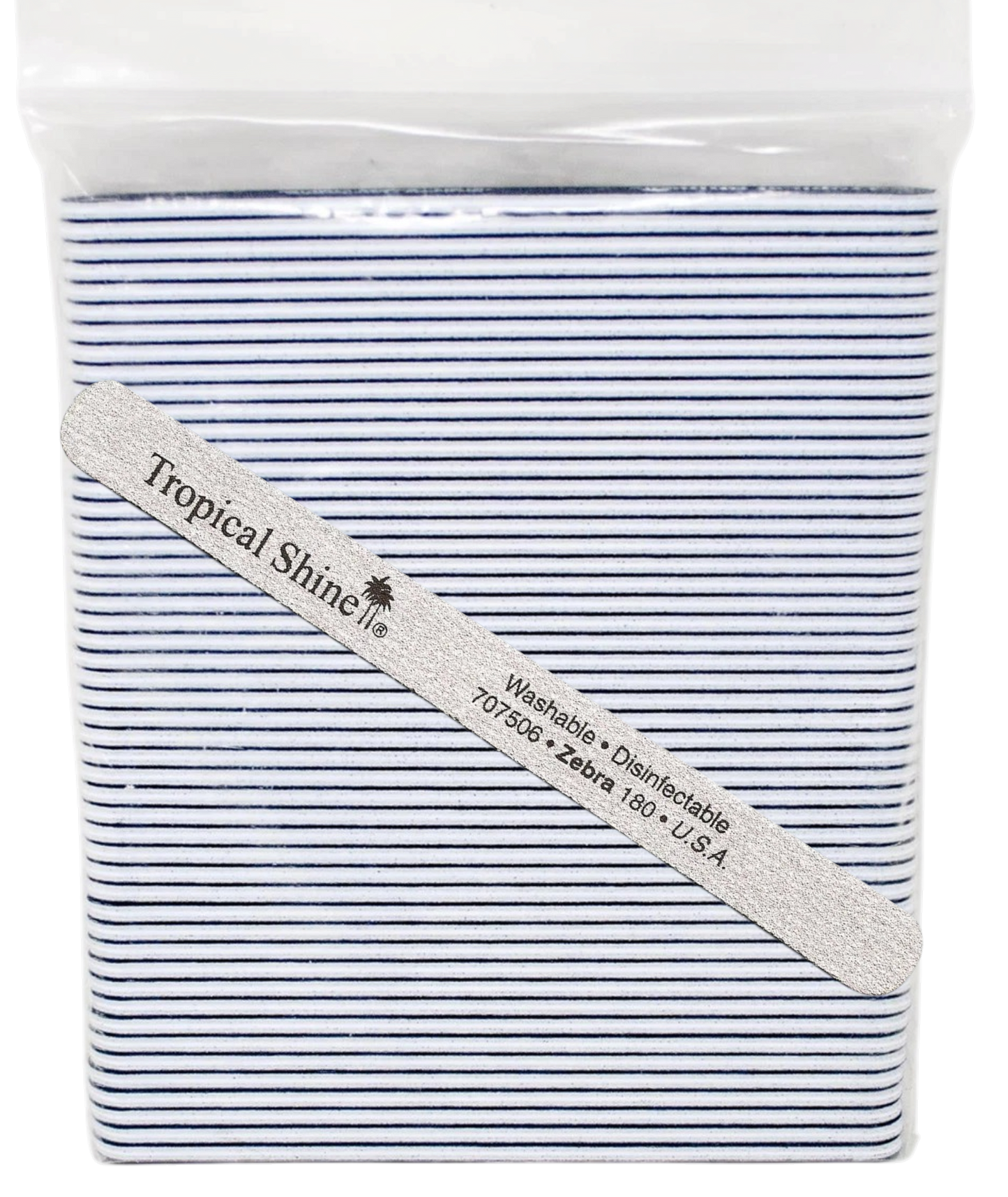 Tropical Shine Regular 7.5 in Zebra Nail File 180 (50 PC) #17261
