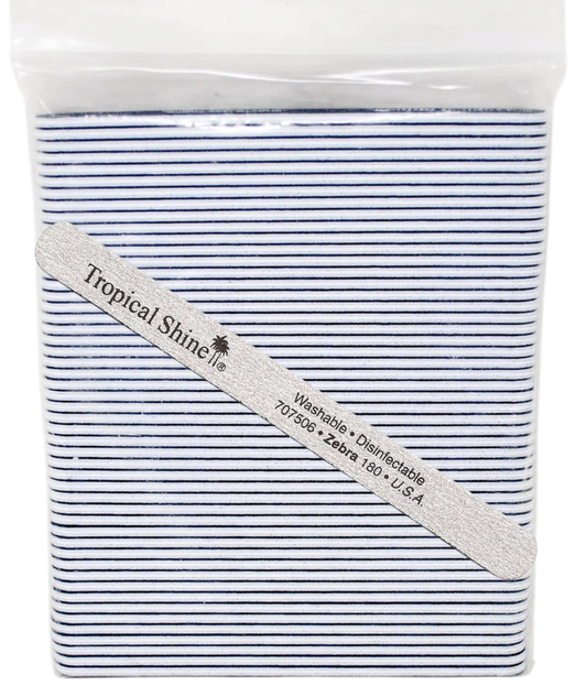 Tropical Shine Regular 7.5 in Zebra Nail File 180 (50 PC) #17261