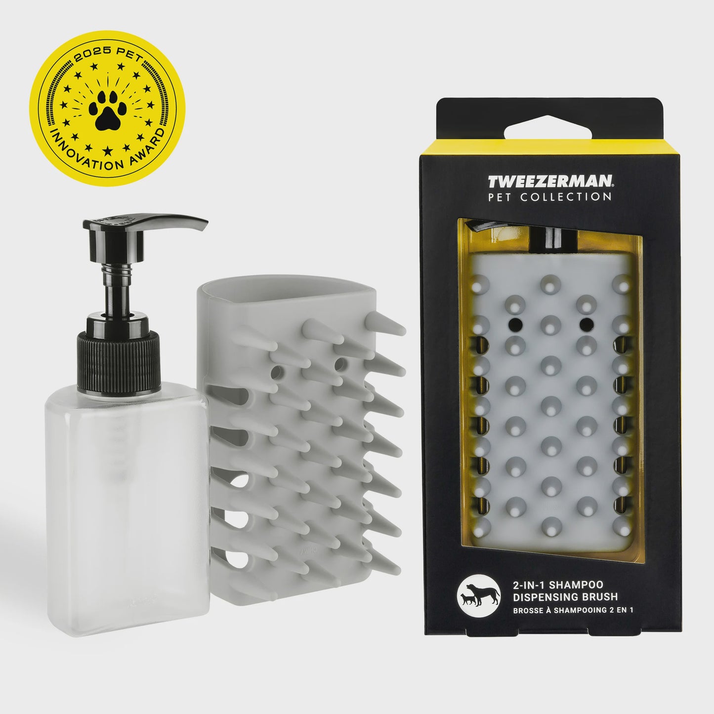 Tweezerman Pet 2 in 1 Shampoo Dispensing Bath Brush #5400-PGC