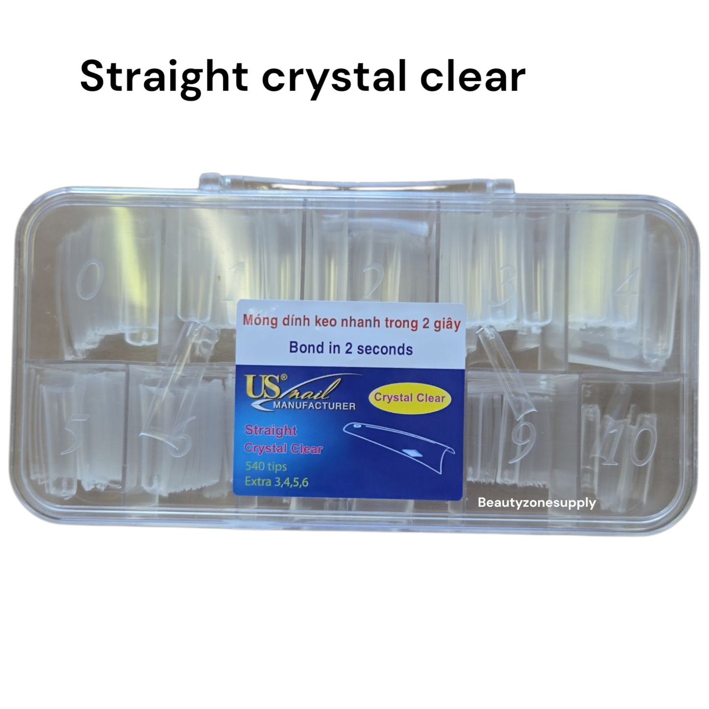 USN Straight Crystal Clear Nail Tips - Full Box 540 pcs