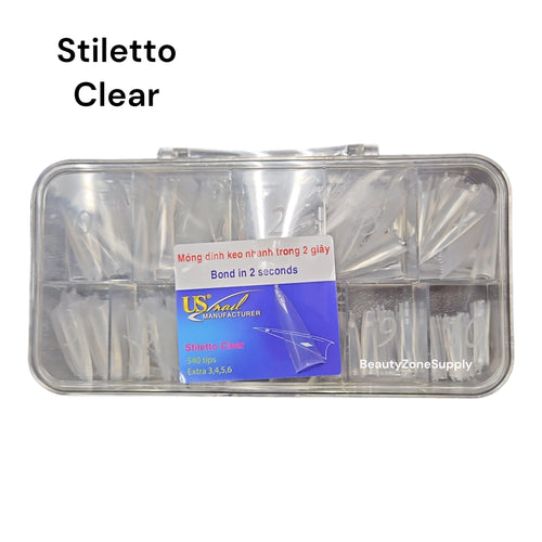 USN Nail Tip Stiletto Clear Box 540 Tips