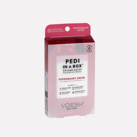 Voesh 4 in 1 Step Pedi in A Box 4 Step Pepermint Swirl Box 50 set #VPC208PEP