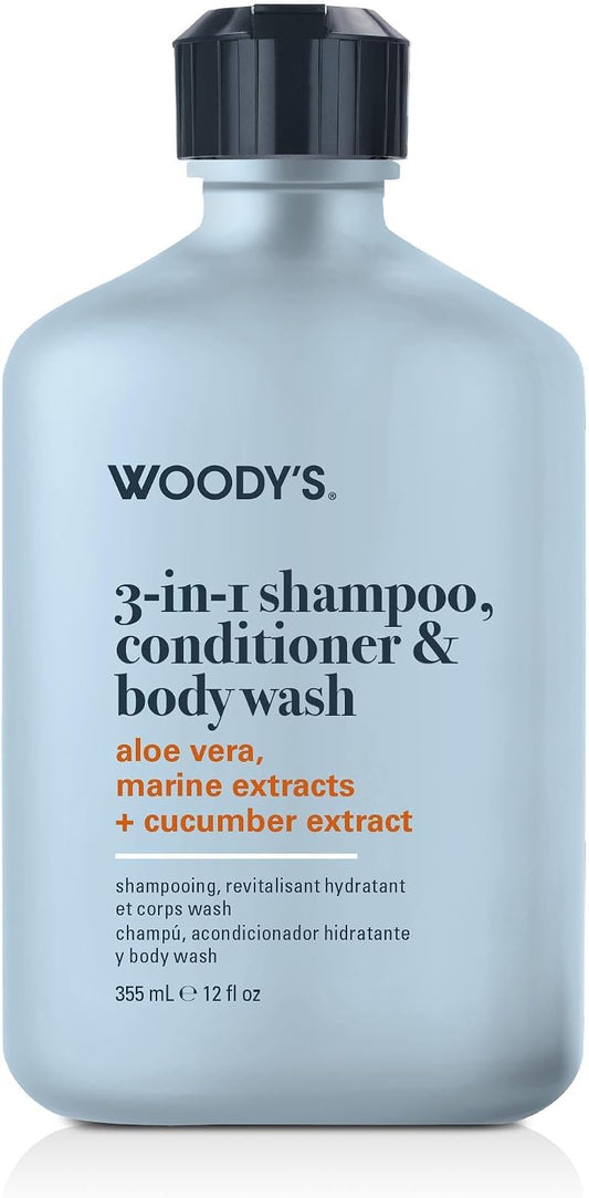 Woody's 3-in-1 Shampoo, Conditioner Body Wash 12 oz