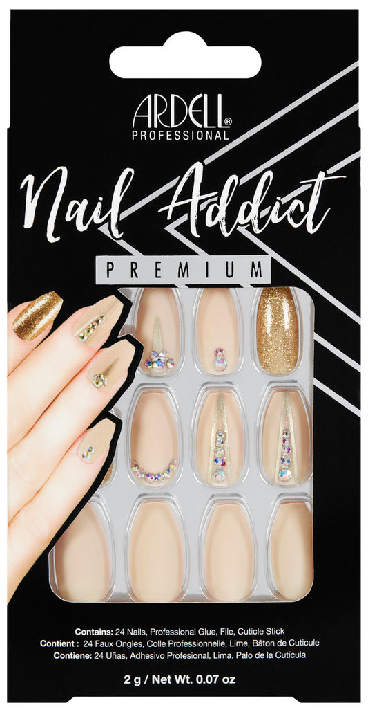 Ardell Press-on Nails Premium Nail Addict Nude Jeweled #75892