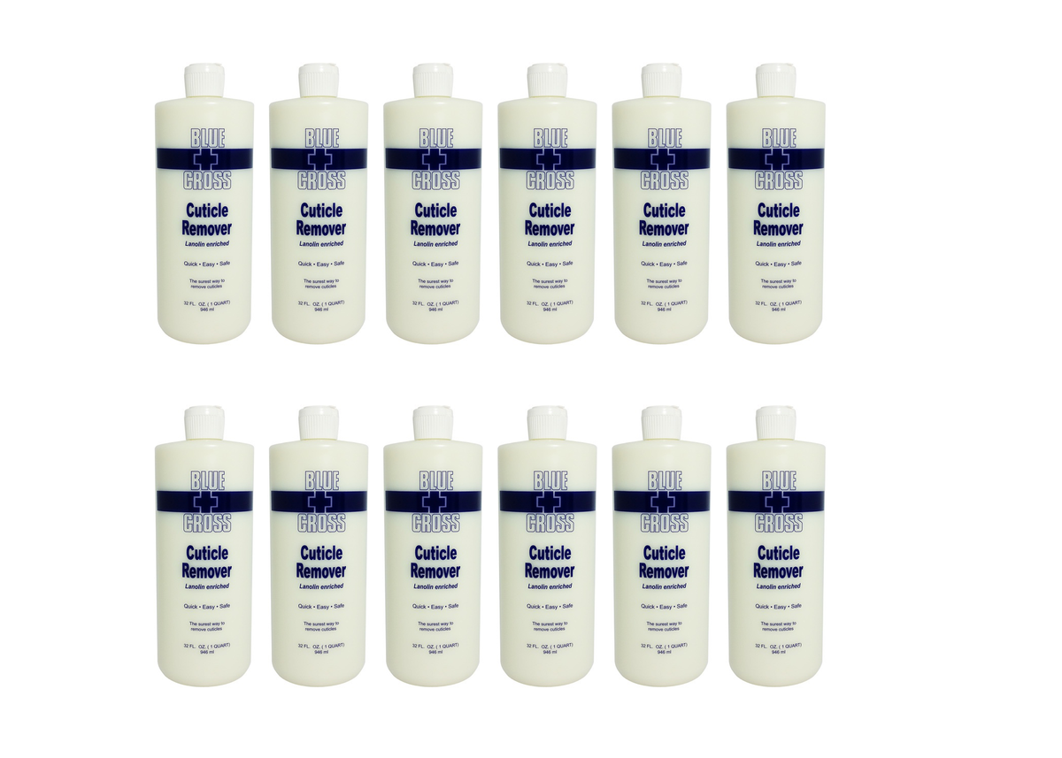 Blue Cross Cuticle Remover Lanolin Enriched 32 oz Case 12 Bottles