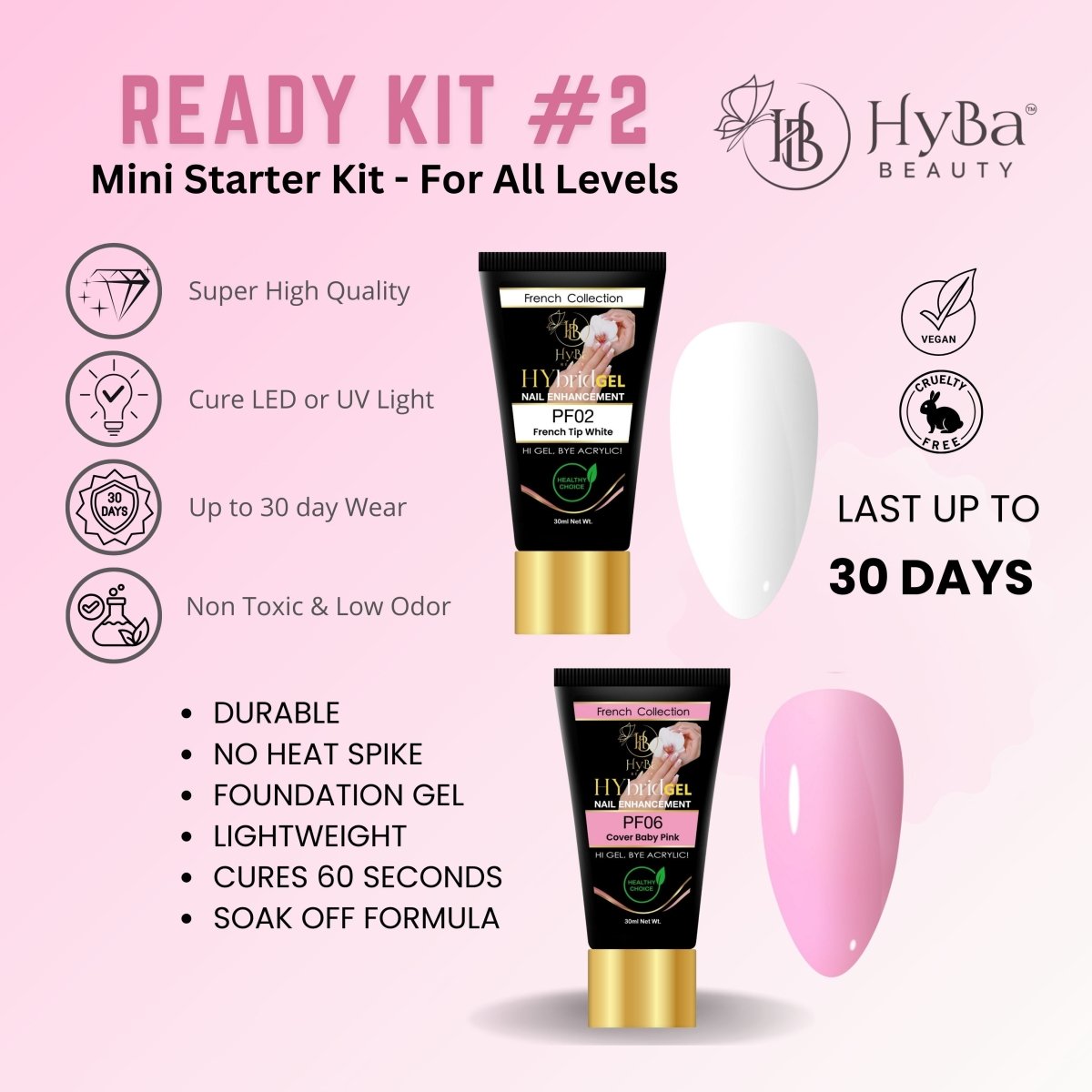 Hyba HyGEL® Hybrid DIY Home or Professional Gel Nail System - Ready Kit #2