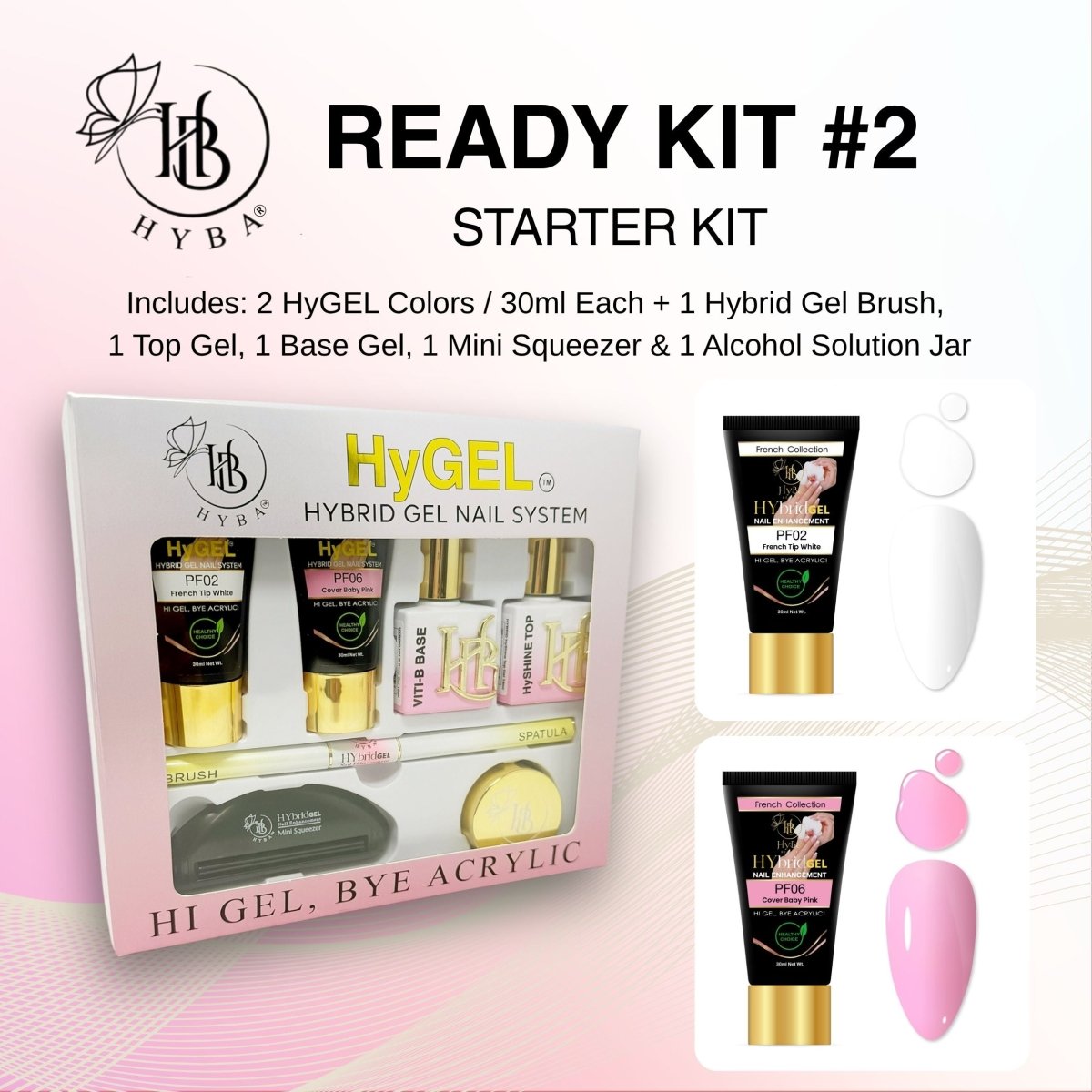 Hyba HyGEL® Hybrid DIY Home or Professional Gel Nail System - Ready Kit #2