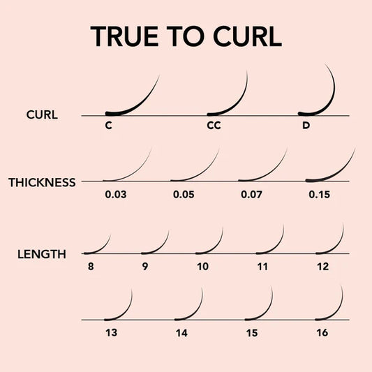 Kiara Sky Lash Extensions Cashmere Classic Thickness 0.15 Curl C Length 14mm CLC1514
