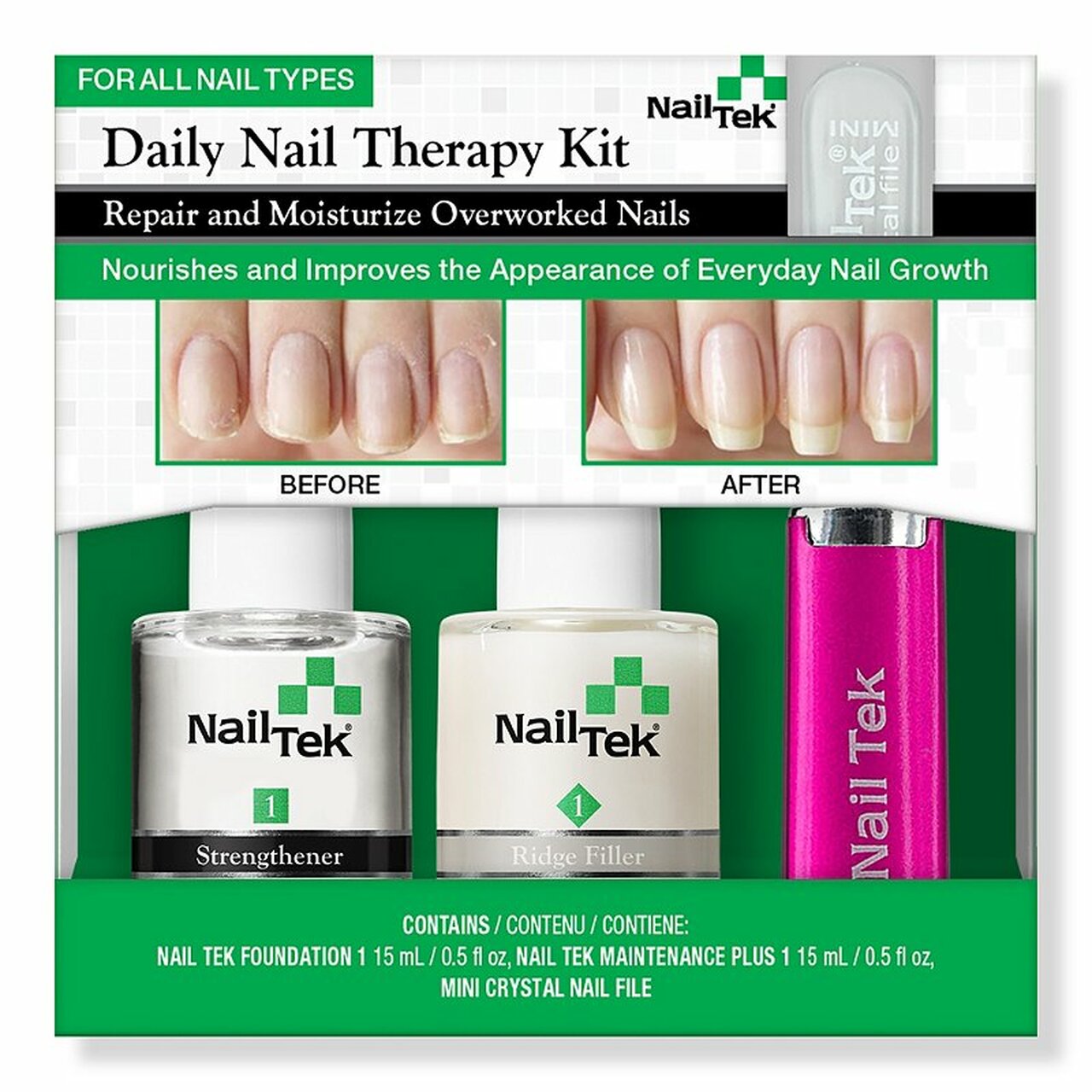Nail Tek Nail Recovery Kit - For Normal, Healthy Nails - Intensive Therapy 1, Foundation 1, Renew