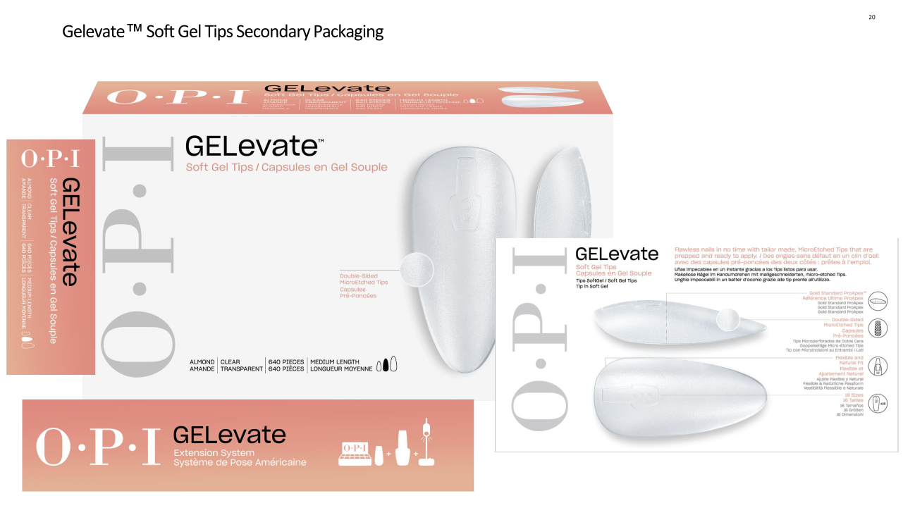 OPI GELevate Soft Gel Extensions Box 640 pcs Coffin Tip #FCT002
