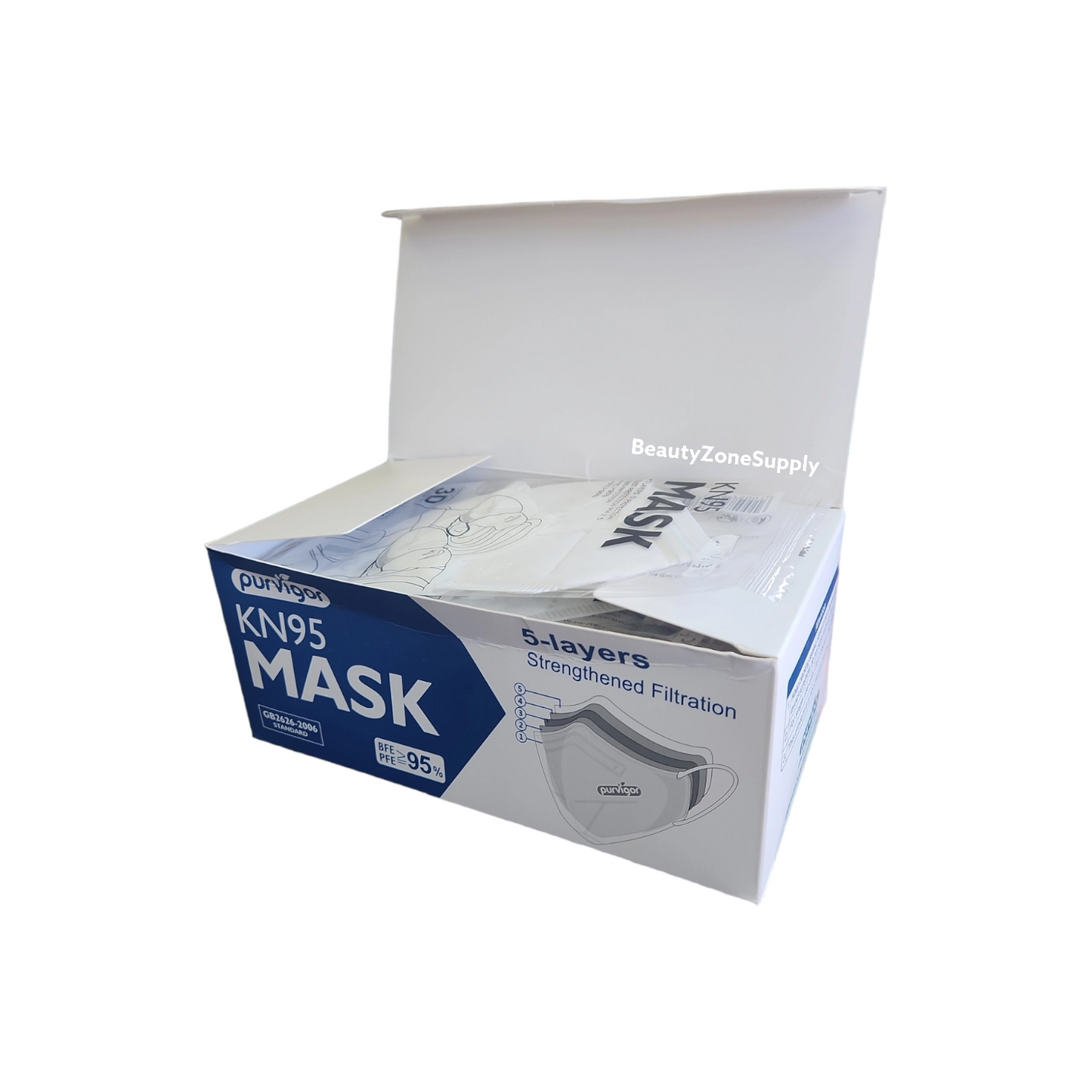 Purvigor KN95 Face Mask Multi Layer Protection 20 pc /Box