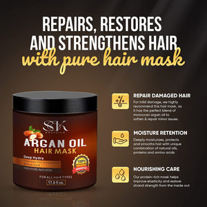 S&K Moroccan Argan Oil Hair Mask for Dry Damaged Hair 17.6 oz