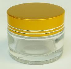 Jar clear glass gold cap 40 ml #6321-Beauty Zone Nail Supply