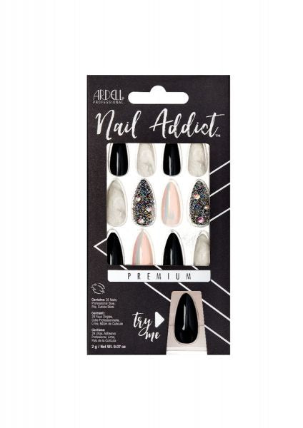 Ardell Press-on Nails Premium Nail Addict Marble & Diamonds  #51403