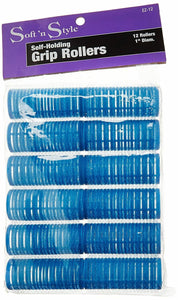 Soft 'n Style Self Grip Mesh Hair Rollers 1"12pk Blue #EZ12