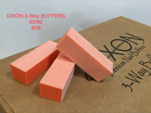D09 Dixon buffer 3 way Orange White grit 60/60 500 pcs-Beauty Zone Nail Supply
