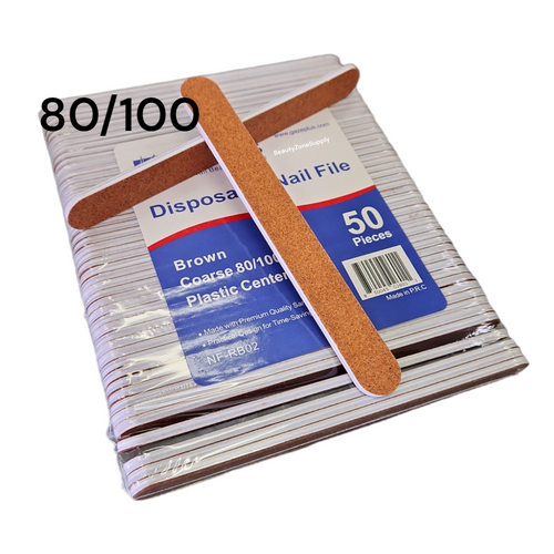 GazePlus Nail File Regular Brown Grit 80/100 Pack 50 pcs #F603