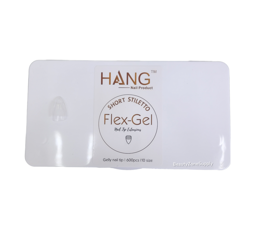 Hang Gel x Tips Stiletto Short 900 ct / 12 Size Natural