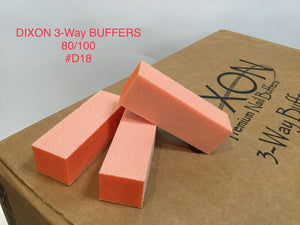 D18 Dixon buffer 3 way Orange White grit 80/100 500 pcs-Beauty Zone Nail Supply