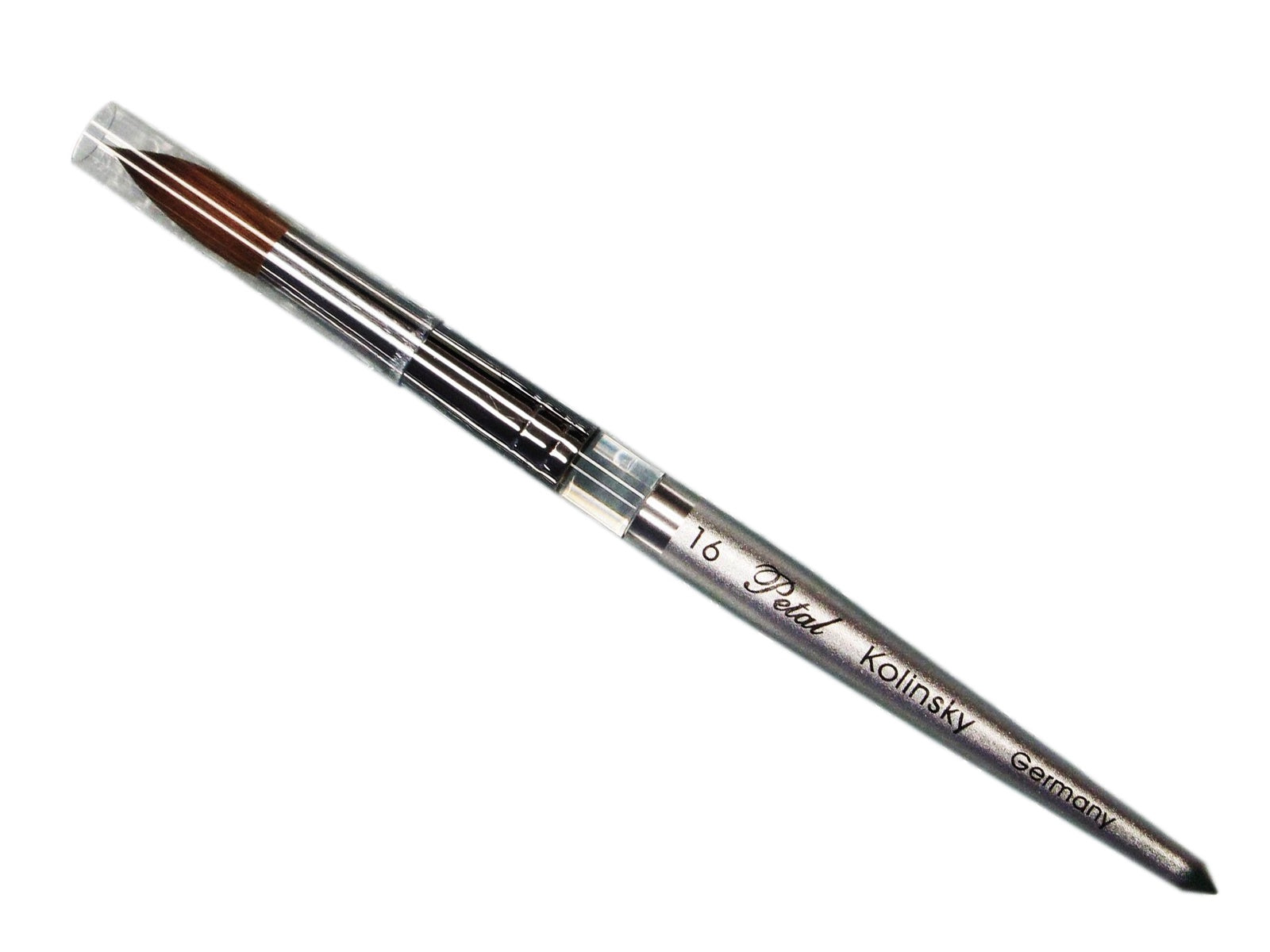 Petal kolinsky acrylic nail brush silver size 16 - BeautyzoneNailSupply