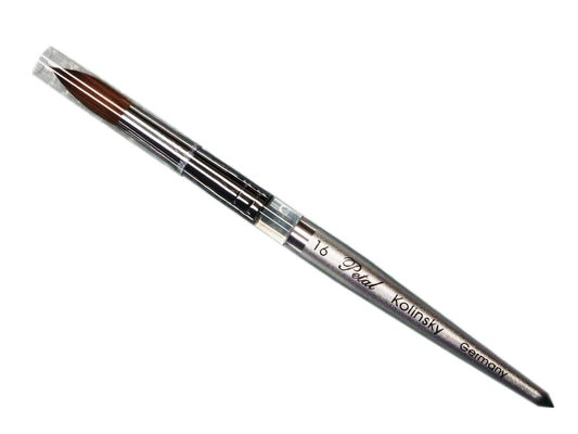 Petal kolinsky acrylic nail brush silver size 16 - BeautyzoneNailSupply