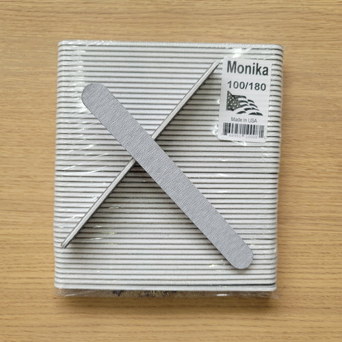Monika Nail File Zebra Grit 100/180 USA Pack 50 pc F526-Beauty Zone Nail Supply