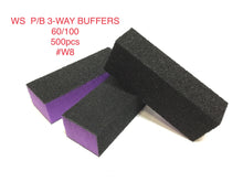 Load image into Gallery viewer, Nail Buffer Block 3 Way Purple Black Grit 60/100 500 pc #W8-Beauty Zone Nail Supply