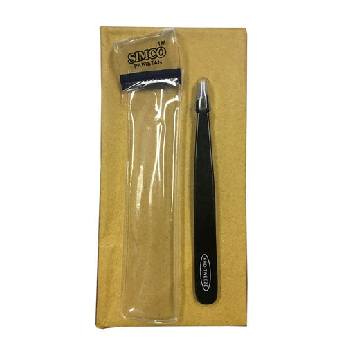 Pro-Tweeze Black Stainless Steel Slant Tip - BeautyzoneNailSupply