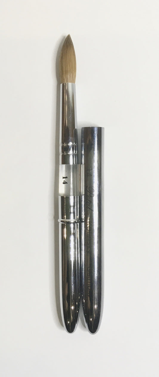 Petal kolinsky acrylic nail brush chrome w/cap size 14-Beauty Zone Nail Supply