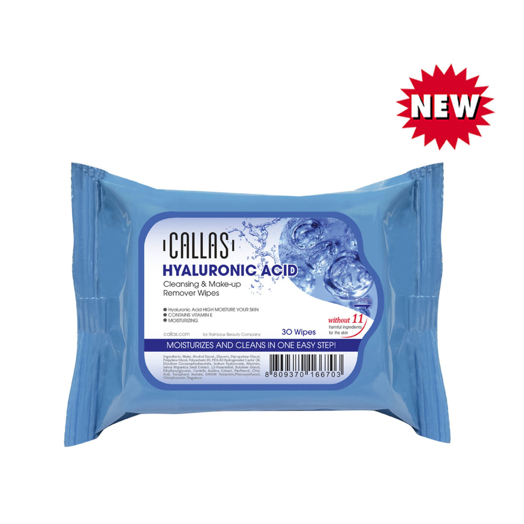 Callas Cleansing & Make-up Remover Hyaluronic Acid 30 Wipes-Beauty Zone Nail Supply