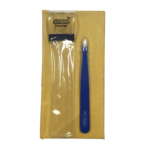 Pro-Tweeze Blue Stainless Steel Slant Tip - BeautyzoneNailSupply