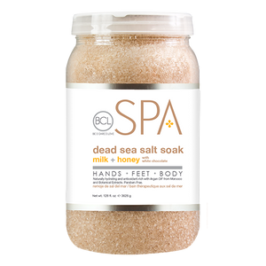 BCL SPA Dead Sea Salt Soak Milk + Honey with White Chocolate Gallon 128oz-Beauty Zone Nail Supply