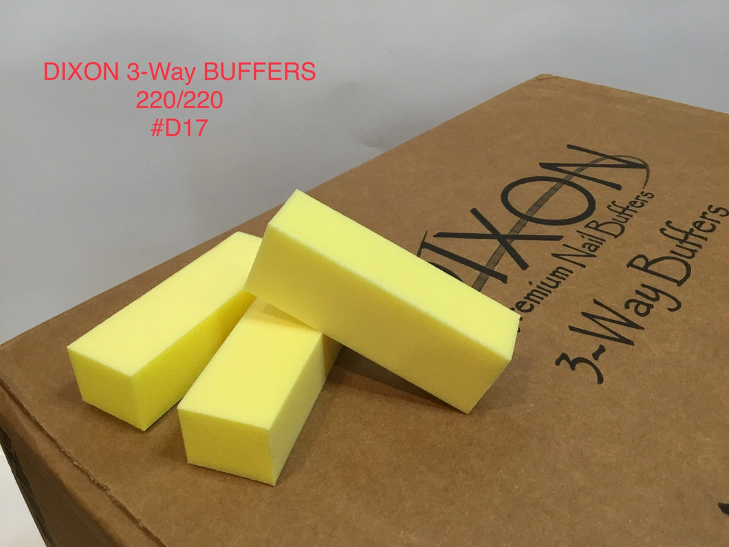 D17 Dixon buffer 3 way Yellow White grit 220/220 500 pcs-Beauty Zone Nail Supply