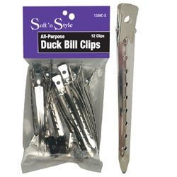 SOFT 'N STYLE DUCK BULL CLIPS STEEL 12PCS/PK-Beauty Zone Nail Supply