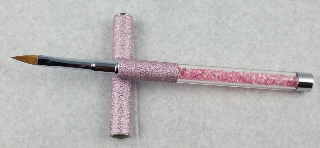 Acrylic Nail brush Art 3d Pink diamond Handle Size 8
