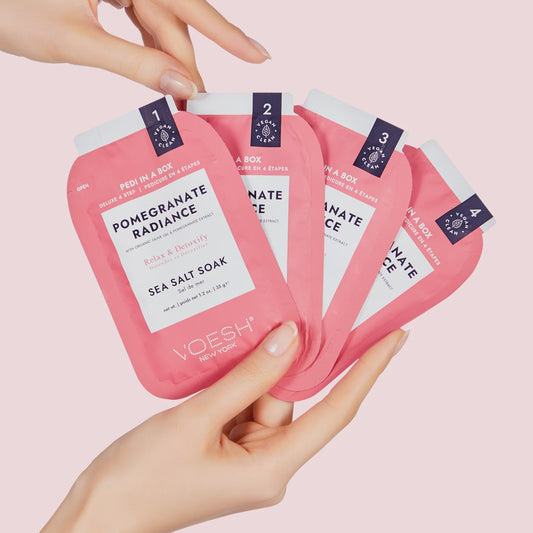 Voesh 4 in 1 Step Pedi in A Box Spa Pomegranate Radiance Case 50 Pack #VPC208POM