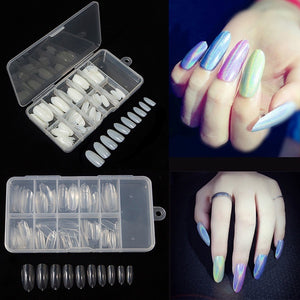 100pcs/box Oval Fake Nails Clear/Natural Full Cover With Box-Beauty Zone Nail Supply