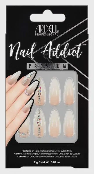 Ardell Press-on Nails Premium Nail Addict Nude Light Crystals  #54601