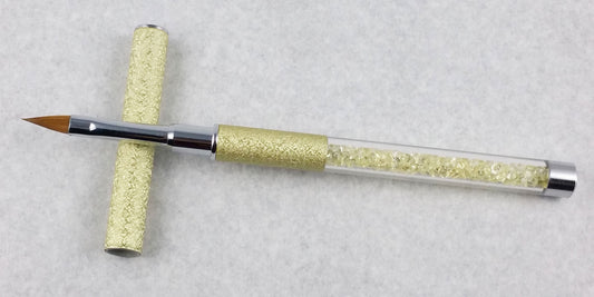 Acrylic Nail brush Art 3d Gold diamond Handle Size 8