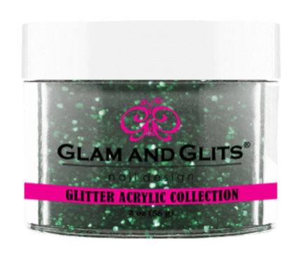 Glam & Glits Glitter Acrylic Powder (Glitter) 2 oz Emerald Green- GAC08-Beauty Zone Nail Supply